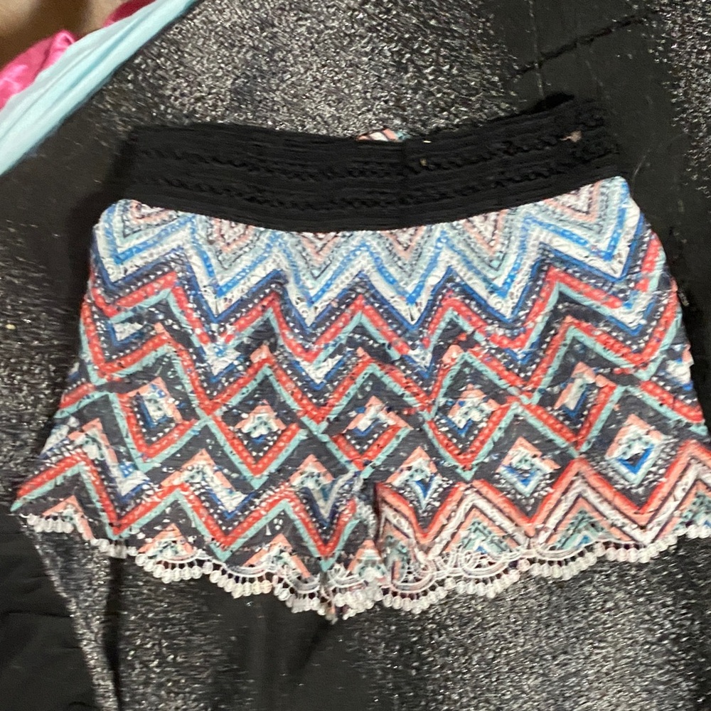 No Boundaries Multicolor Zigzag High Waist Shorts